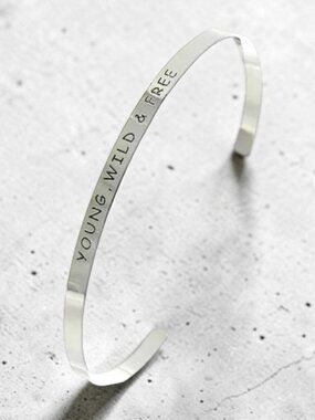 Young Wild and Free Inspirational Cuff Bracelet